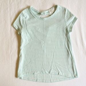 btween aqua blue stripe cap sleeve top with peekaboo back size 4 girls